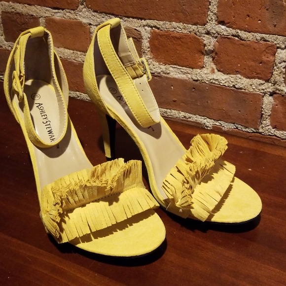 Ashley Stewart Shoes - Wide fit Faux Suede strap heel with ruffle detail